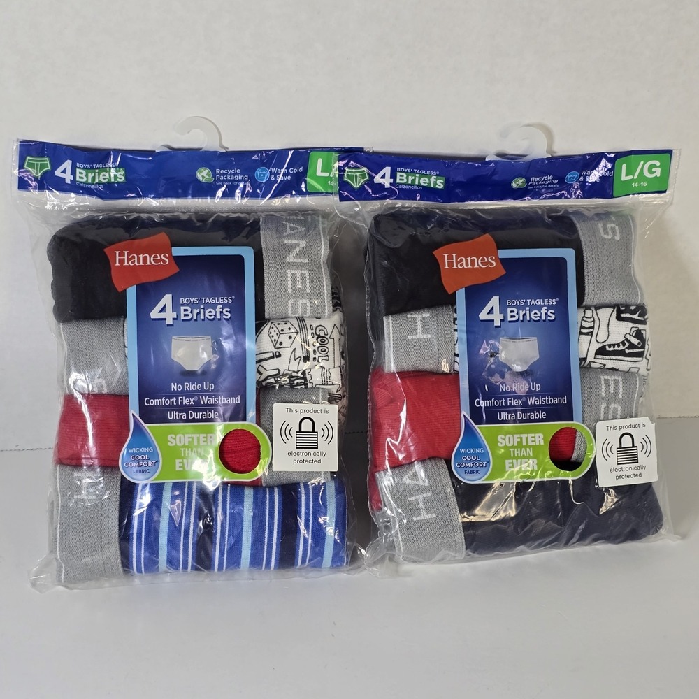 Hanes Briefs Boys Large 14-16 Tagless Cool Dri Lot of 2
